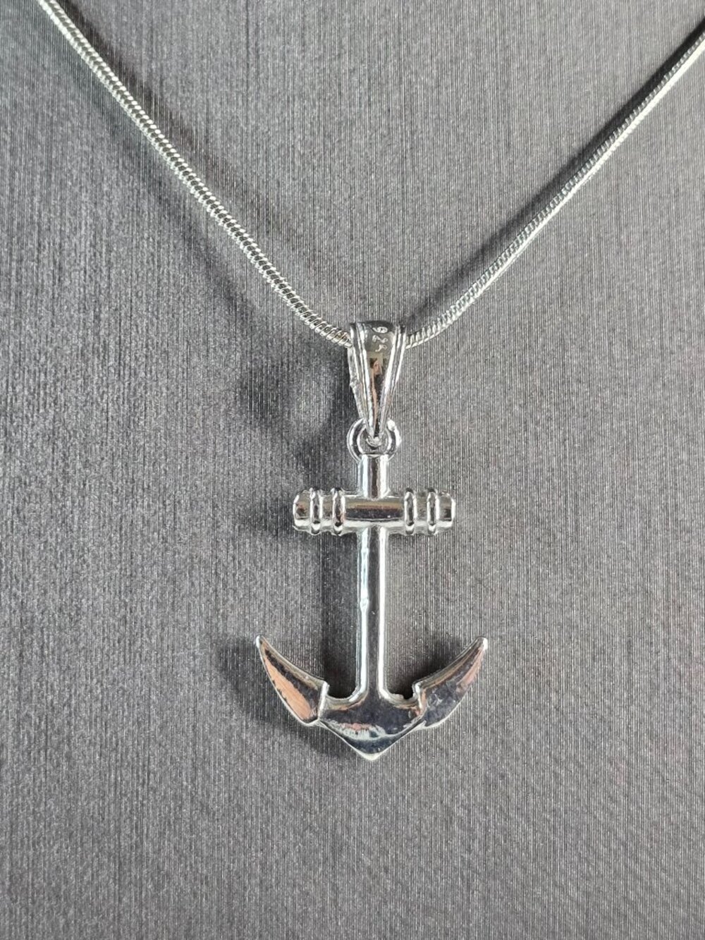 Vintage Estate Sterling Silver Maritime Anchor Pendant Necklace 7.6g E6642